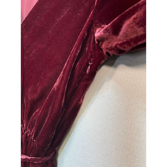 J. Crew Womens Faux Wrap Velvet V Neck Top Long Sleeve Tie Waist Size 4 Burgundy - Picture 7 of 11
